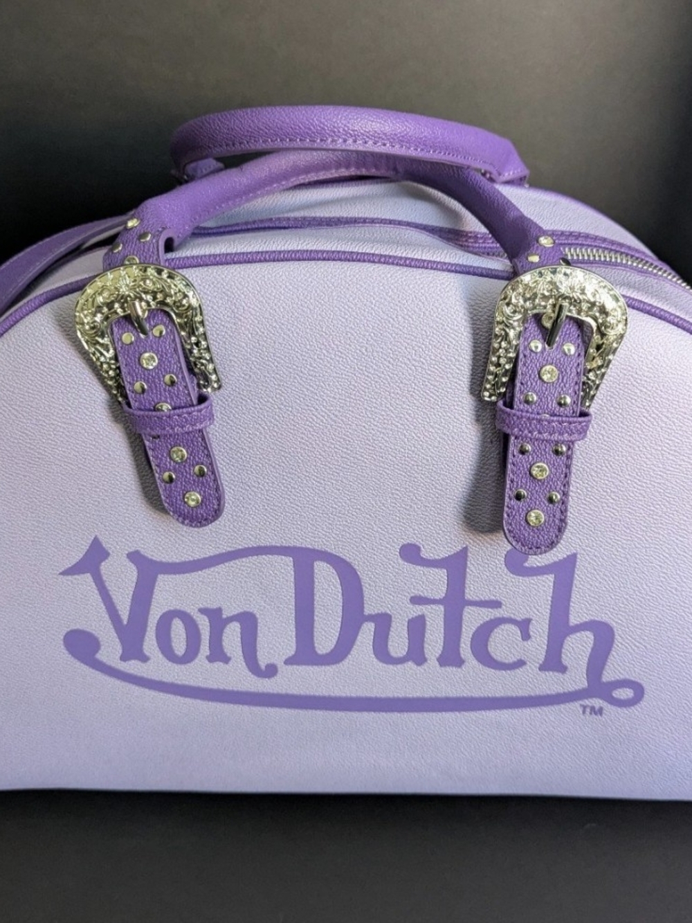 NWT VON DUTCH ORIGINALS BUCKLE PURPLE & LAVENDER DUFFLE BOWLING BAG